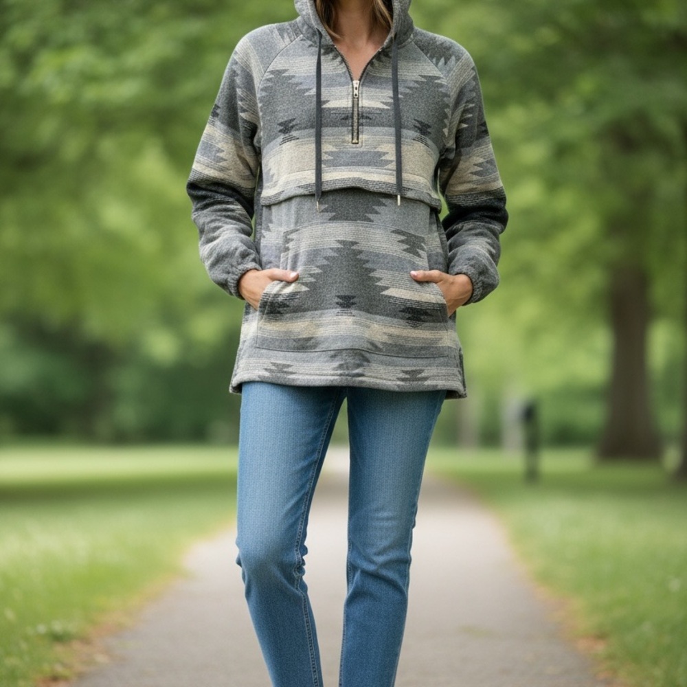 Vintage-inspired Aztec hoodie